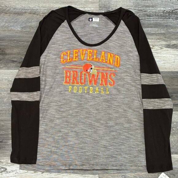 NWT Team Apparel NFL Cleveland Browns Black Womens XL Glittered Spellout T-shirt - Picture 2 of 12
